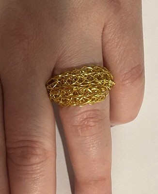 Ring Handmade Copper-Clad Wire Woven Ring size 7 Unique Design