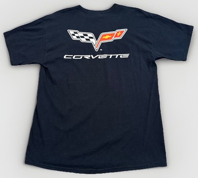 Vintage Y2K Chevrolet Chevy Stingray Black Double Sided Racing Car 2000s T-Shirt