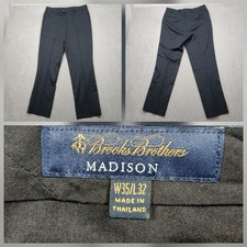 Brooks Brothers Madison Dress Pants Mens 35x32 Dark Gray Wool Slacks