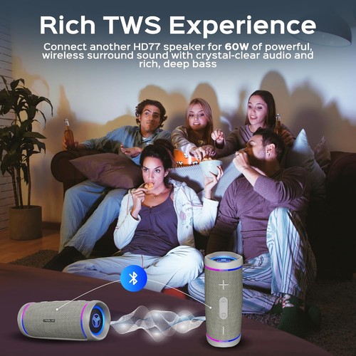TREBLAB HD77 Bluetooth Speaker - Powerful 360° Sound with Impactful Gray - Picture 8 of 10