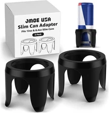 Jmoe USA Slim Can Cup Holder Insert for Car | Fits 8.4oz & 12oz Cans, 2-Pack