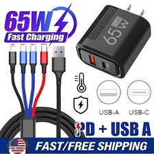 65W Fast Charging USB Type C Wall Charger For Samsung S26 S25 Ultra S24 A17 A16