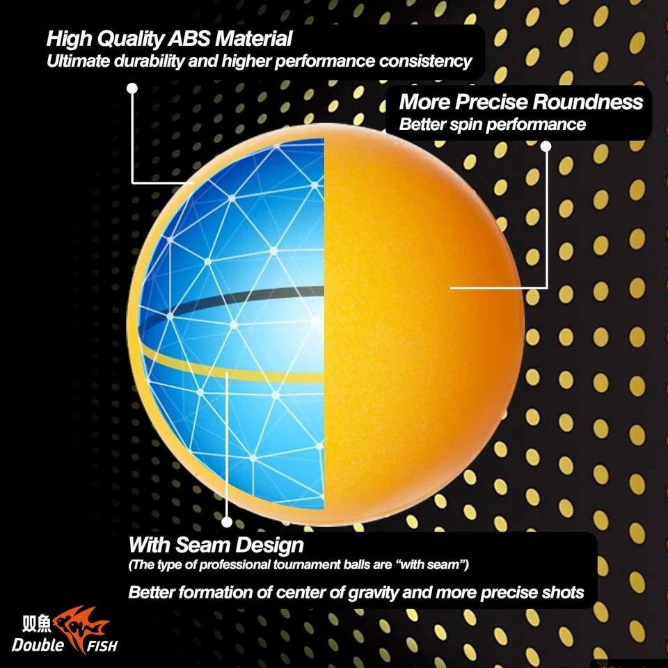 Pelotas de Ping Pong DOUBLE FISH - Blanco y Naranja 3 Estrellas 6 piezas +  Foto 4 de 4