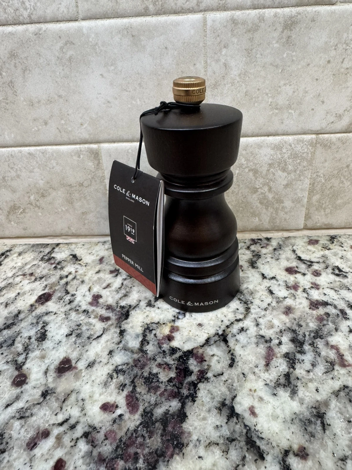 COLE & MASON London Pepper Grinder - 5in Chocolate Brown NWT Wow Fast Free Ship