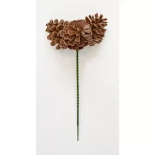 2.3 In. Plastic Pine Cone X 3 on a Christmas Wreath Pick Arrangement, Set of 12