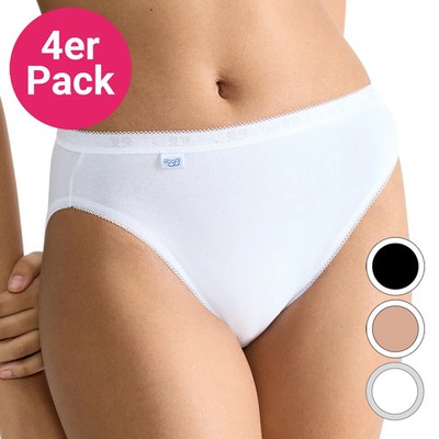 Sloggi Basic+ Tai Slip - 4er-Pack- Baumwolle - weiss, schwarz, skin, Gr. 38 - 50
