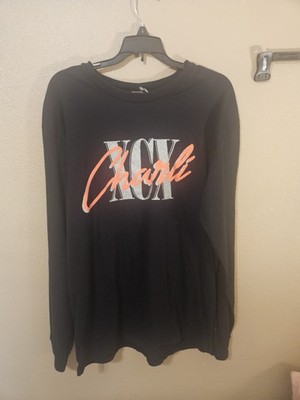 Charli XCX Crash Summer Tour Long Sleeve Black Glitter shirt size LARGE