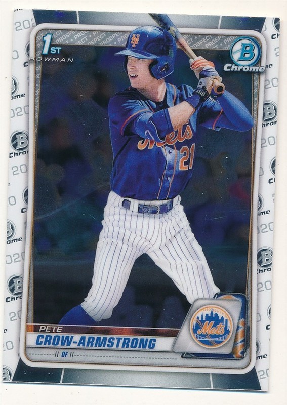 PETE CROW-ARMSTRONG 2020 BOWMAN CHROME DRAFT #72 RC ROOKIE CUBS MINT SP