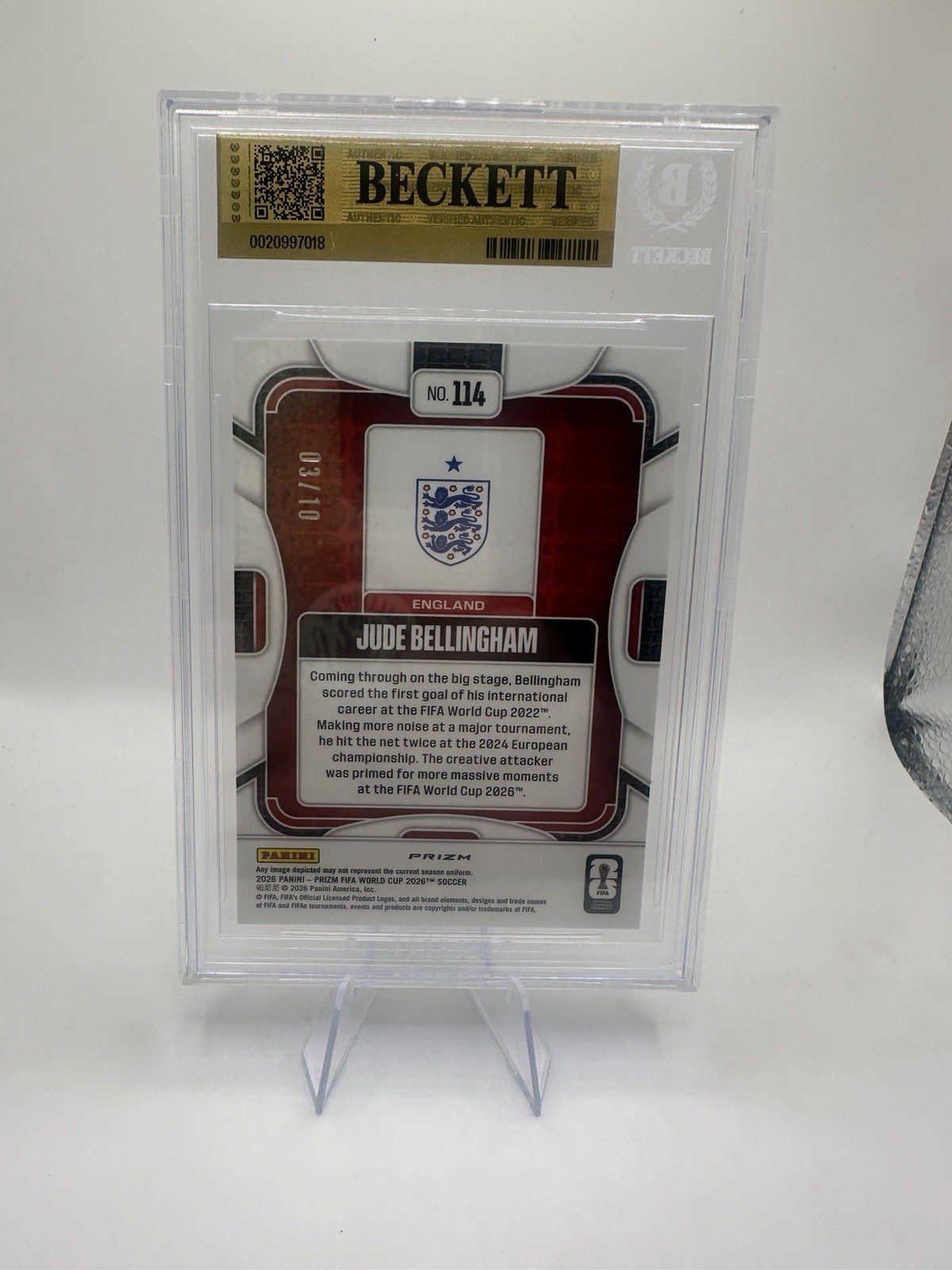 2026 PRIZM WORLD CUP JUDE BELLINGHAM GOLD WAVE /10 BGS 9.5 GEM MINT POP 1 view 2
