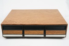 VTG Faux Wood Cassette Tape Storage Cabinet 3 Drawers, Holds 42 Tapes Empty