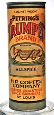 ANTIQUE VINTAGE PETRING'S TRUMPET BRAND ALLSPICE SPICE FULL CAN