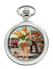 Shopper's Dilemna Pin-up Girl Pocket Watch