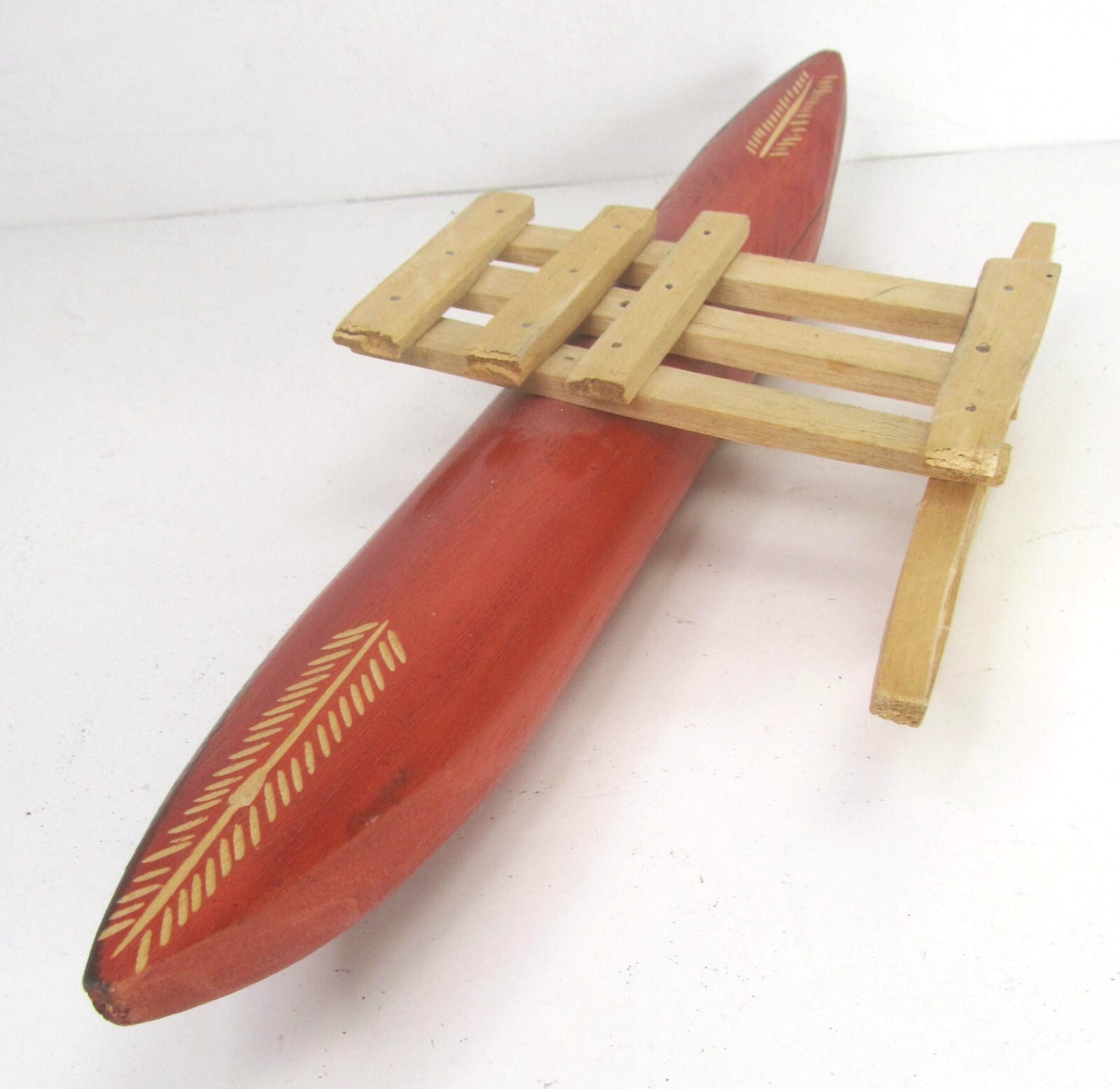 Hand Carved Wood Outrigger Canoe Fuji Catamaran Polynesian Style Boat