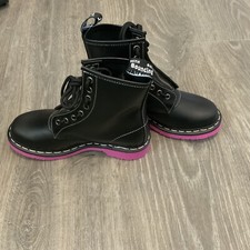 Dr. Martens 1460 suela rosa selva Wanama negra cremallera motociclista para mujer talla: 6