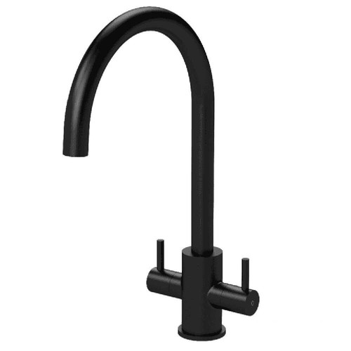 Astini Roxor Matt Black Mono Dual Lever Kitchen Mixer Tap - Picture 2 of 7