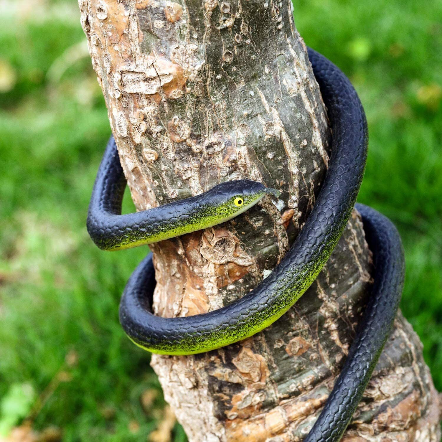 2 Packs Realistic Rubber Black Snake 50 Inches Length Fake Scare Toy