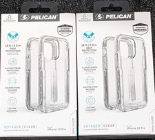 Lot of 2 Pelican Voyager 4 Layer Case w/ Holster for Apple iPhone 13 Pro - Clear