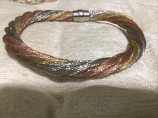 MILOR STYLE MAGNETIC TWISTED MULTI COLOR MESH ROPE DESIGNER BRACELET 6 1/4” LONG