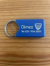 Vintage Schlüsselanhänger Dimex blau Kunststoff (sehr guter Zustand) Lansa Swiss US Pat Patent