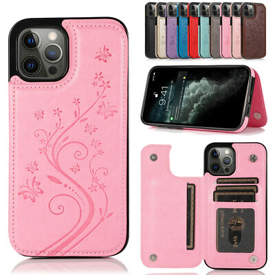 WOMEN Leather Card Wallet Magnetic Case For iPhone 16 Pro Max 15 14 13 12 11 XS