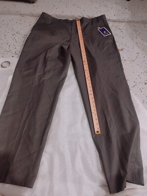 Sean John Men's Black/Gray Classic-Fit Flat Front Stretch  Pants 42W 34L