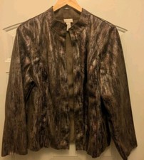 Chico's Woman's Size 2 Snakeskin Shimmery Jacket, Browns, No Buttons Or Zips