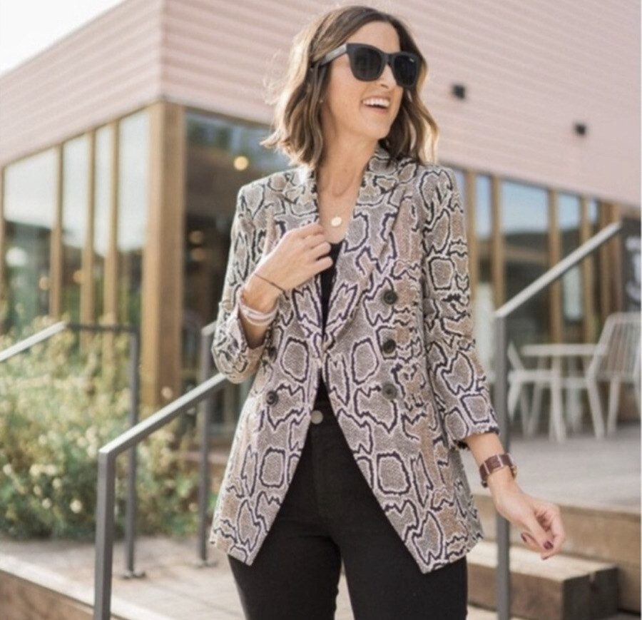 CAbi Python Animal Print Double Breasted Women’s … - image 1