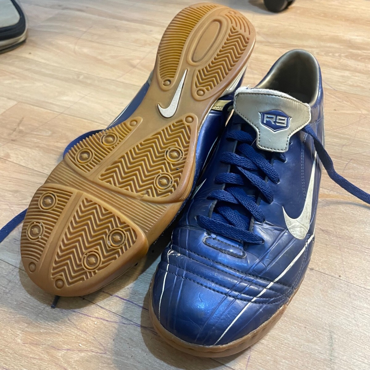 Nike RONALDO indoor Shoes R9 Rare Football 2005 Soccer BLUE Mens