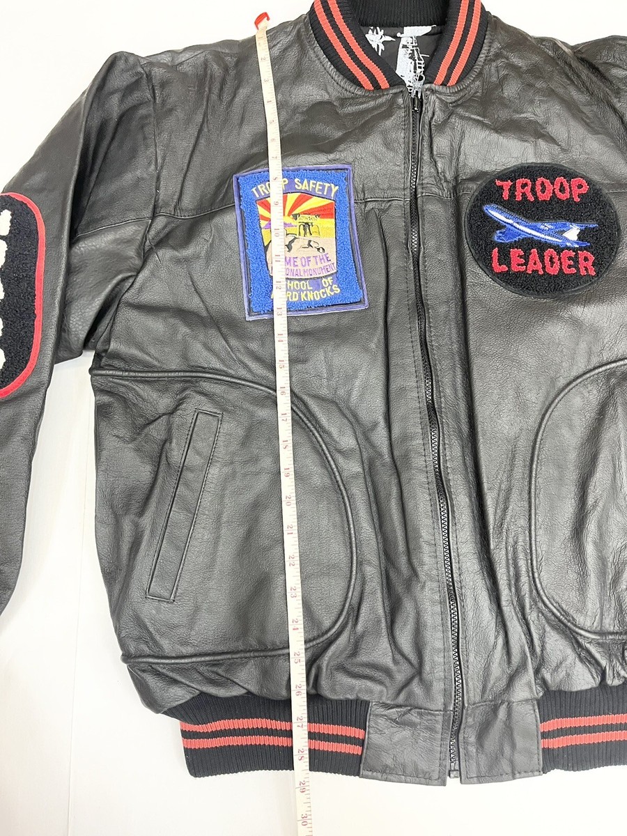 WORLD OF TROOP Leader Leather JACKET Mens XLarge Rap 1990s WORLD OF TROOP Leader Leather JACKET Mens XLarge Rap 1990s