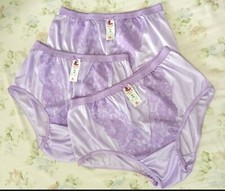 x3 Women Panties Purple Nylon Lace Silky Bikini Hi Briefs Undies Knickers XL
