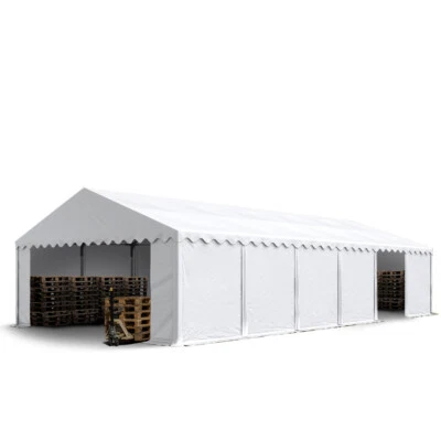 TOOLPORT Tente de stockage 6x12 m bâches en PVC 750 N blanc avec cadre de sol - Photo 1/4