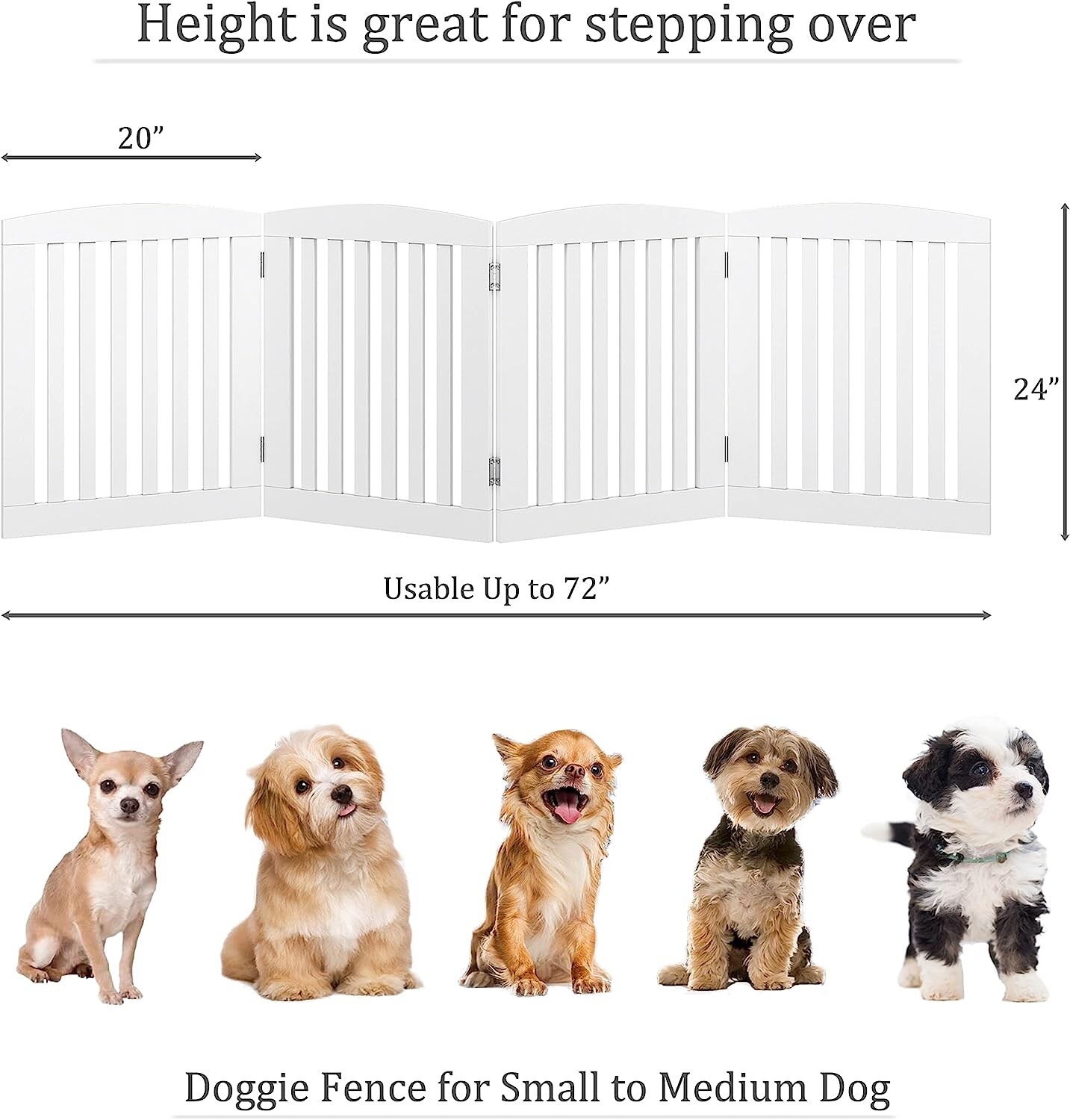 PAWLAND Wooden Freestanding Foldable Pet Gate for Dogs, 24 inch 4