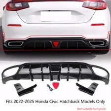 Fit 2022-2025 Honda Civic 5dr Hatchback Glossy Black LED Rear Diffuser Kit