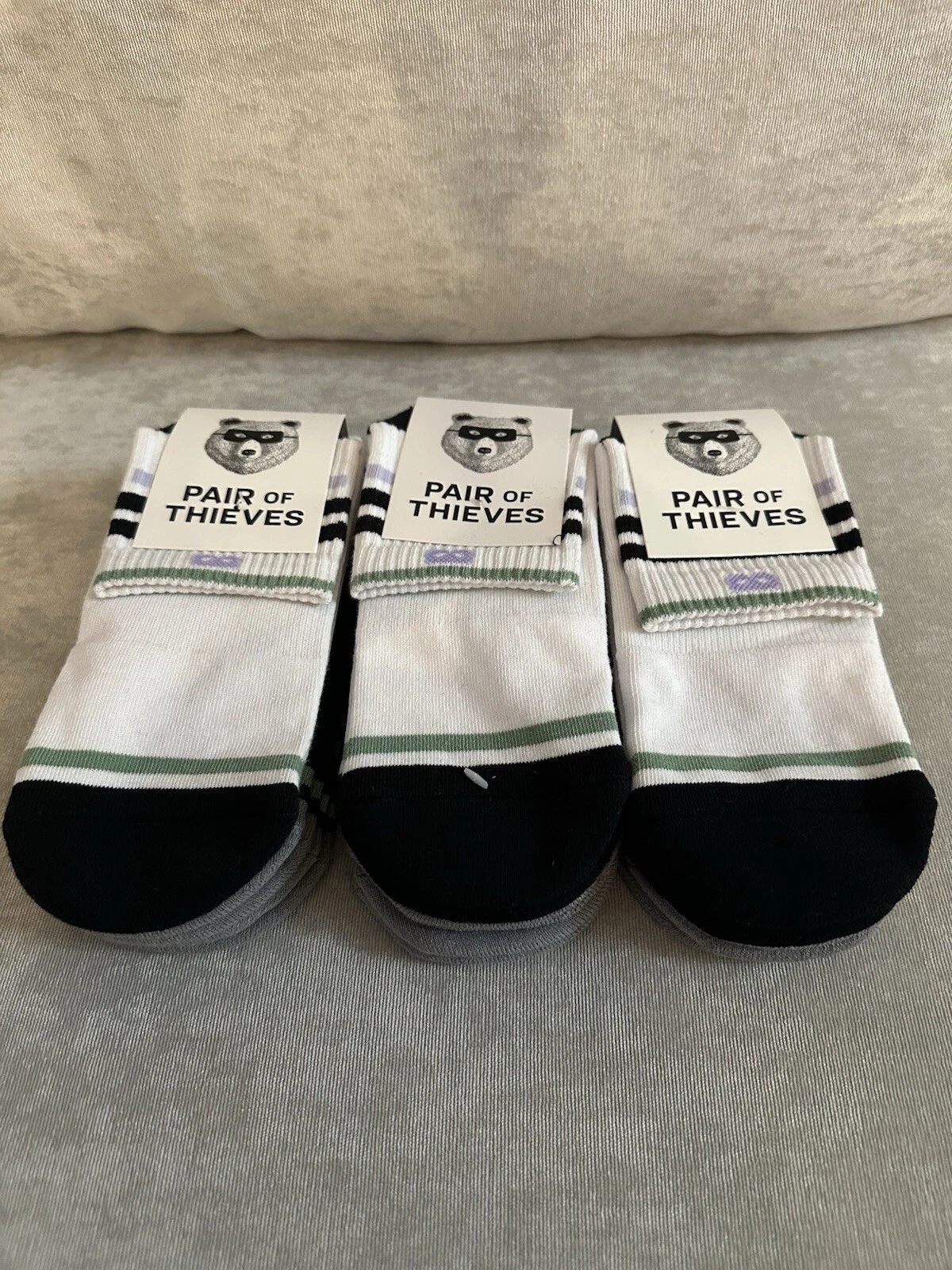 Pair of Thieves Striped Cushion Ankle Socks 9 Pairs Multi-Color Mens Shoe 6-12