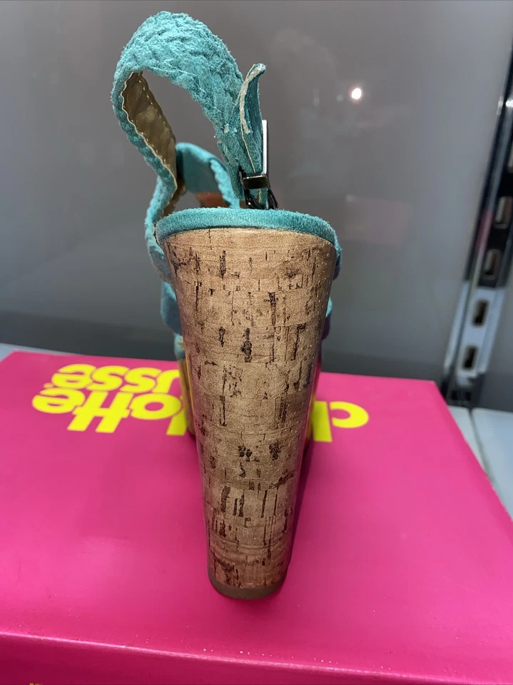 Sandalias Charlotte Russe para mujer verde azulado plataforma tacón bloque talla 9 NUEVAS CON CAJA Foto 4 de 4