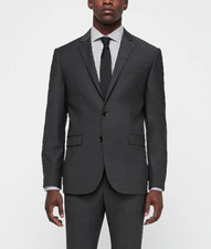 Express Men's Producer Modern Fit Wool Charcoal Gray Suit Jacket Blazer 36R