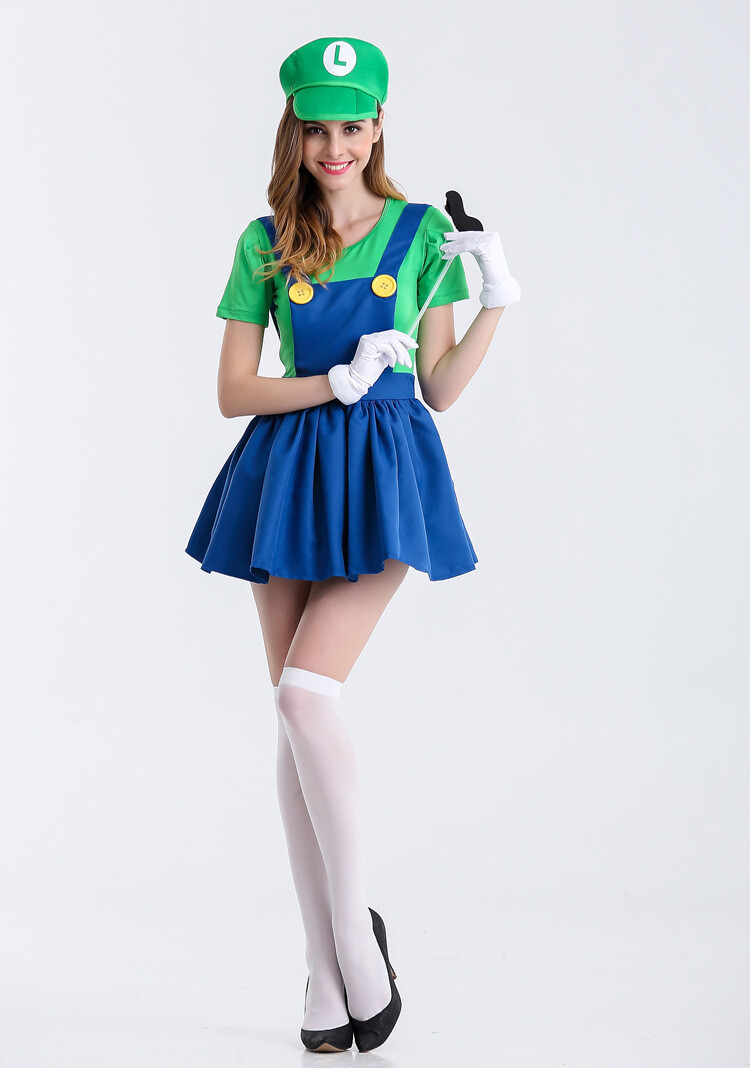 Shengruili Costume Mario E Luigi Per Adulti E Bambini – Completo Con Cappello, Baffi E Guanti – Per Carnevale E Feste A Tema