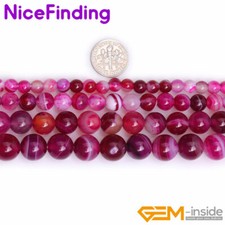 Natural Plum Banded Agate Round Gem Stone Beads For Jewelry Making 2mm Big Hole