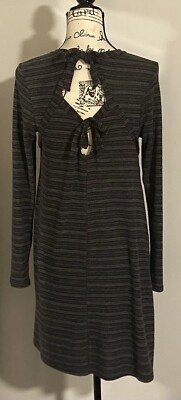 Francesca's Black & Gray Striped Long Sleeve Dress Size Medium $50 | eBay