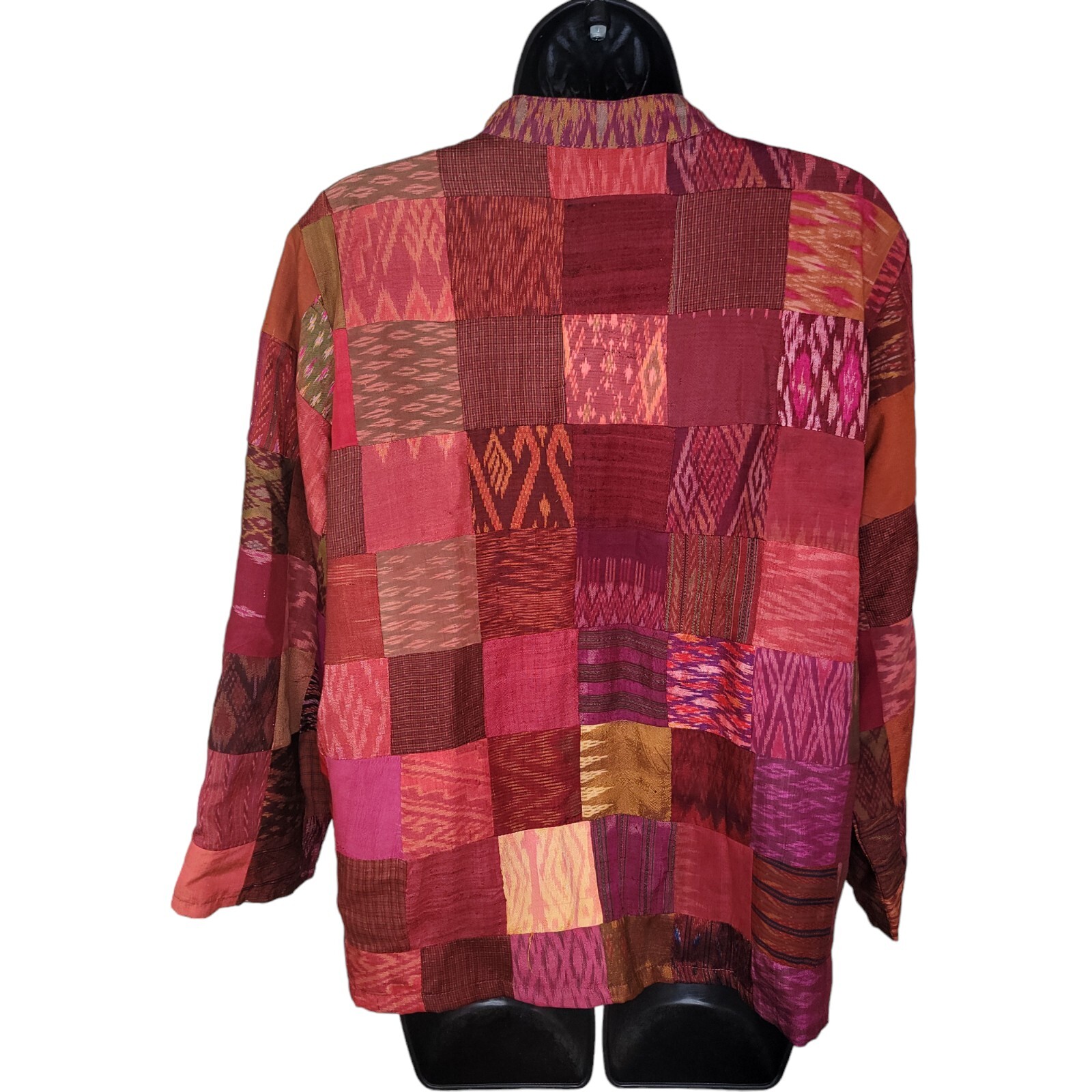 Thai Silk Mandarin collar patchwork jacket size L… - image 2