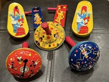 Lot Of 7 Vintage KIRCHHOF Tin Party Noise Makers Wood Handles spinners ringer