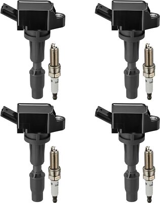 4 Pack Ignition Coil and Spark Plug Fit For 2018-2021 Kia Stinger 2.0L UF764