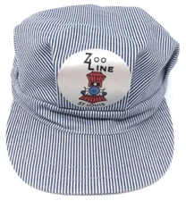 Vintage Child Striped Conductor Hat Cap Fitted Medium Train ST LOUIS ZOO LINE