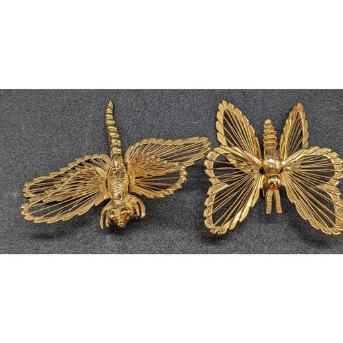 Monet Libelle und Schmetterling Vintage Goldton guter Zustand - Bild 2 von 9