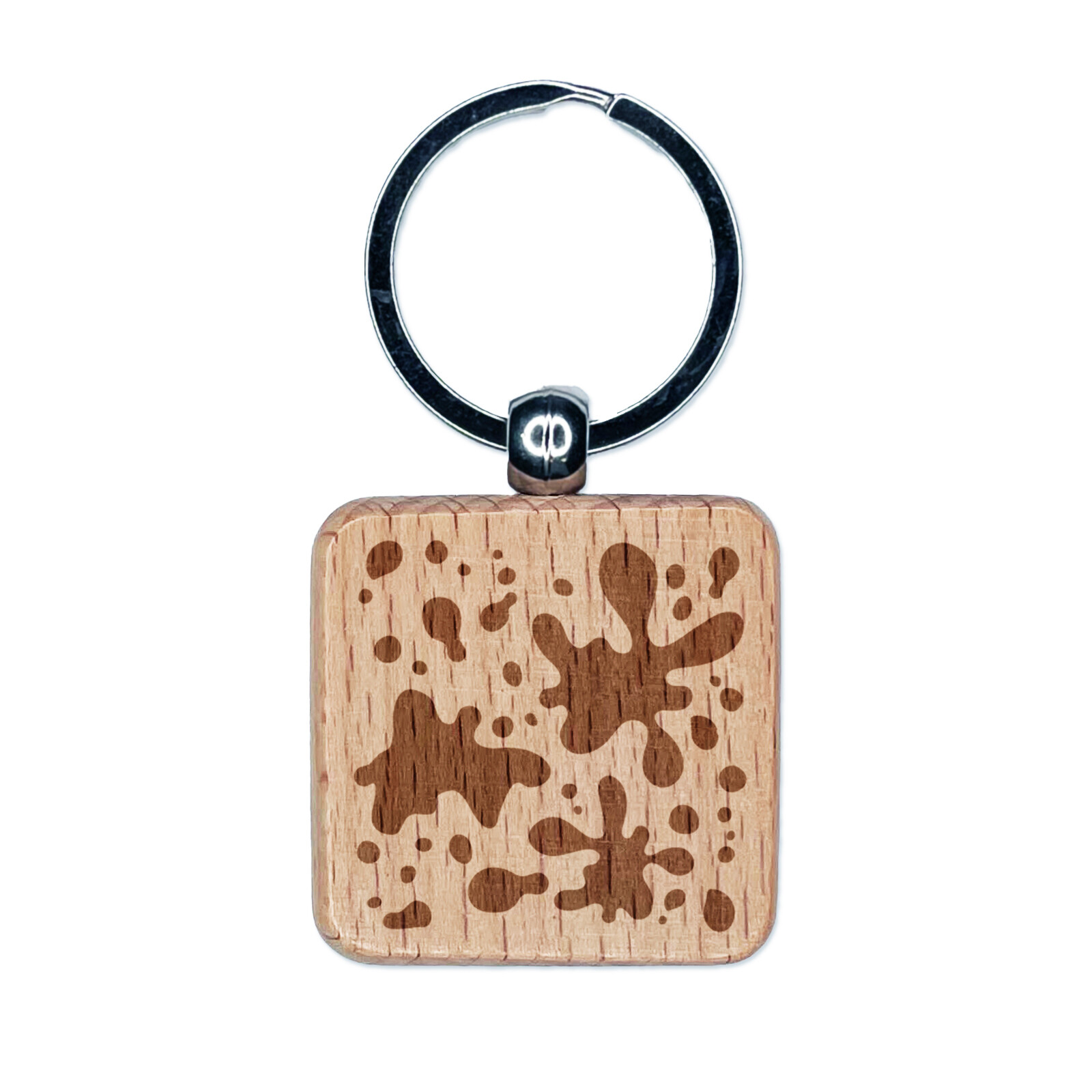 Splatter Paint Engraved Wooden Keychain Charm Tag  
