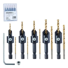Silence Combination Countersink Drill Bits Set Adjustable, #4, #6, #8, #10, #...