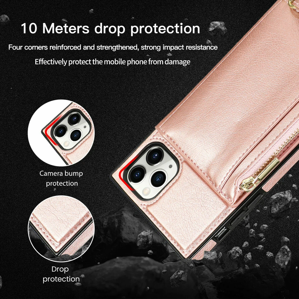 Leather Flip Case Zipper Wallet Cover For iPhone 16 Pro Max 15 14 13 12 11 XR XS - Image 3 of 4