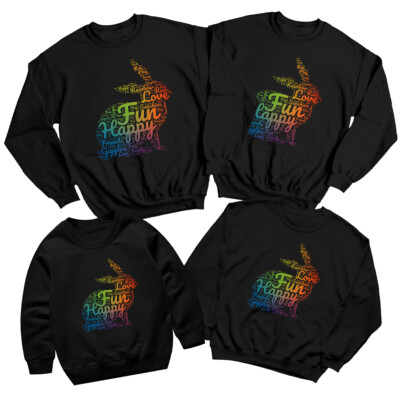 Familie Wort Kunst Frohe Ostern Sweatshirt Pullover süß Urlaub passendes Outfit #ED