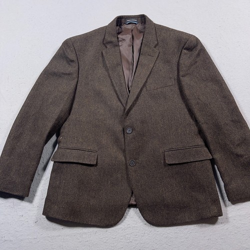 Tommy Hilfiger Men's 42 S Brown Wool Blend Blazer Elbow Patches Academia Office - Picture 2 of 9