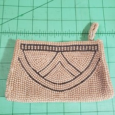 Vintage JAPANESE BEADED PEARL CLUTCH PURSE EVENING BAG Made In Japan Art Deco